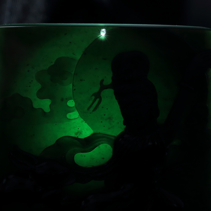 糯种墨翠嫦娥奔月吊坠-红掌柜