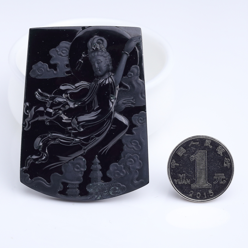 缅甸糯种墨翠吊坠-红掌柜