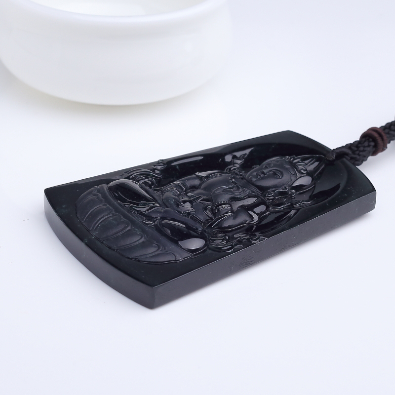 缅甸天然糯种墨翠吊坠-红掌柜