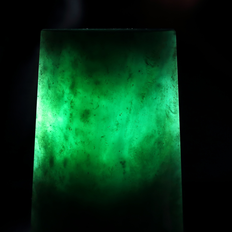 天然糯冰种墨翠无事牌吊坠-红掌柜