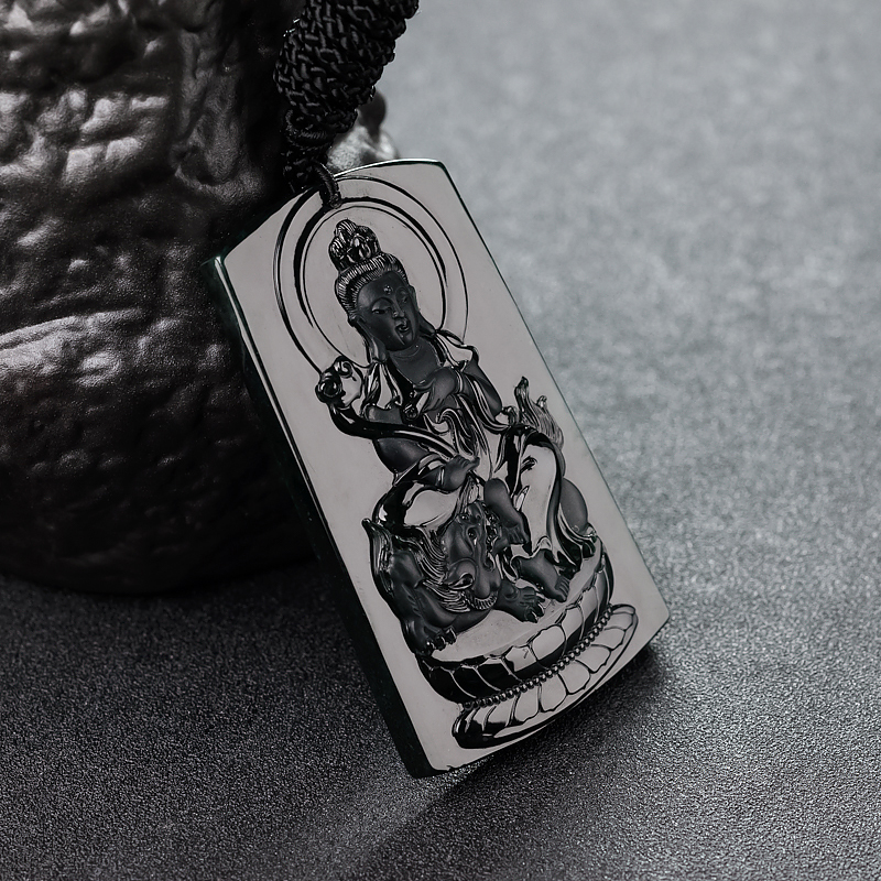 糯冰种墨翠文殊菩萨-红掌柜