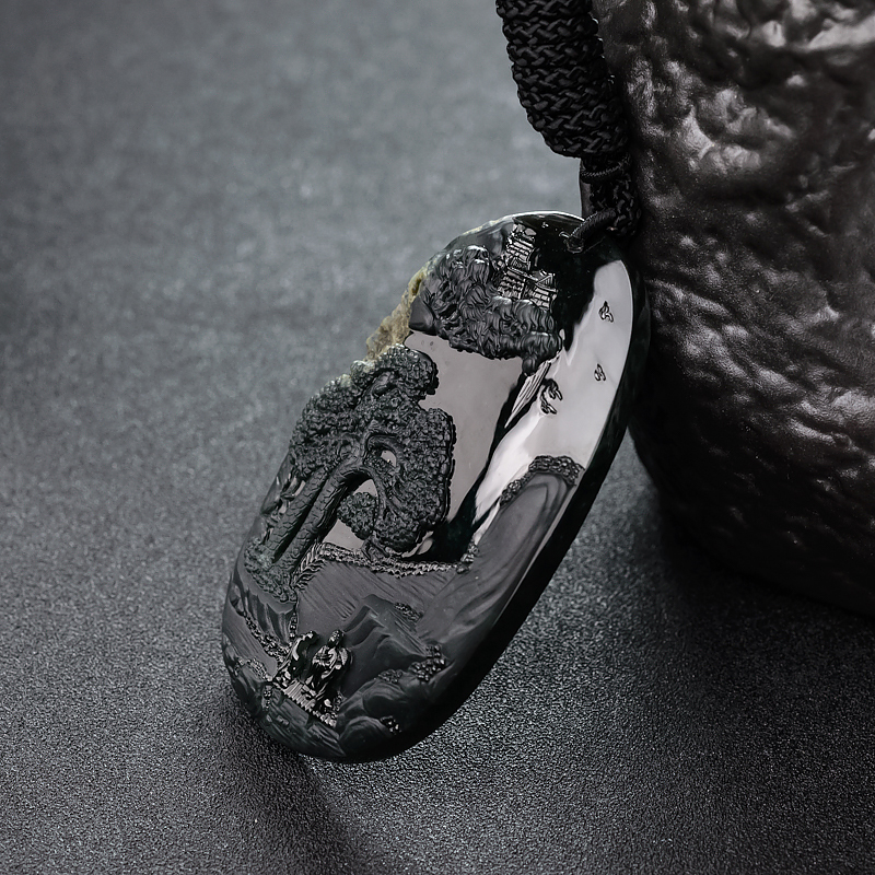 墨翠山水意境吊坠-红掌柜