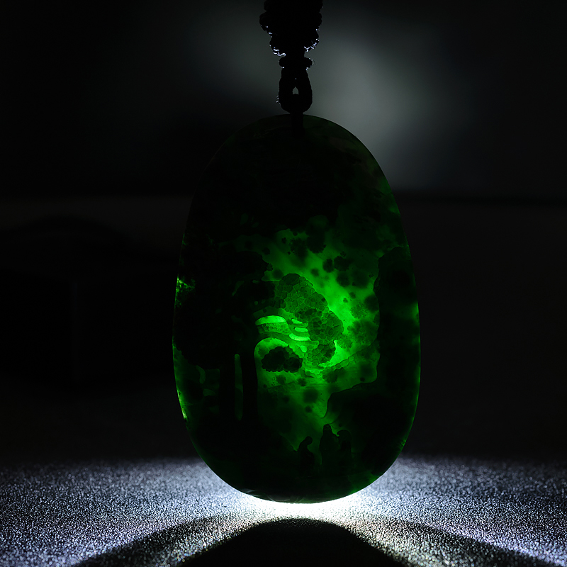 天然墨翠山水意境吊坠-红掌柜