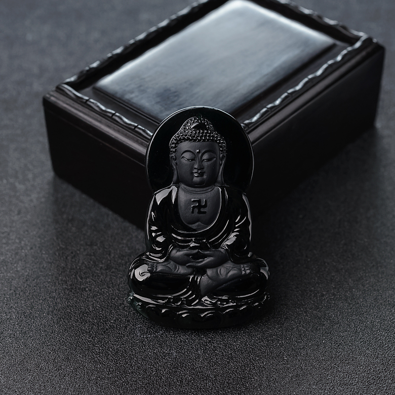 糯冰种墨翠大日如来吊坠-红掌柜