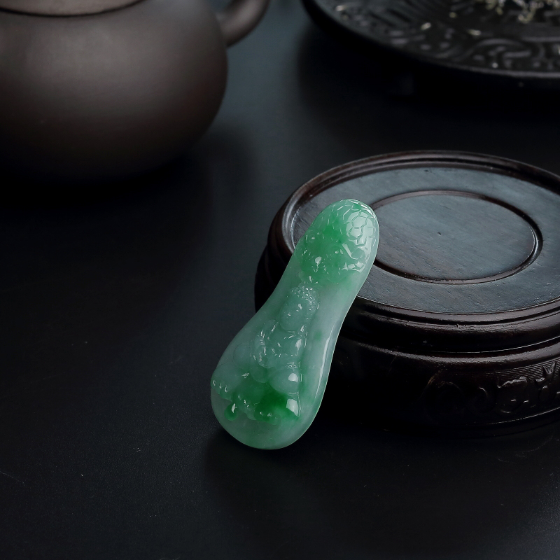 缅甸糯种飘绿翡翠佛吊坠-红掌柜