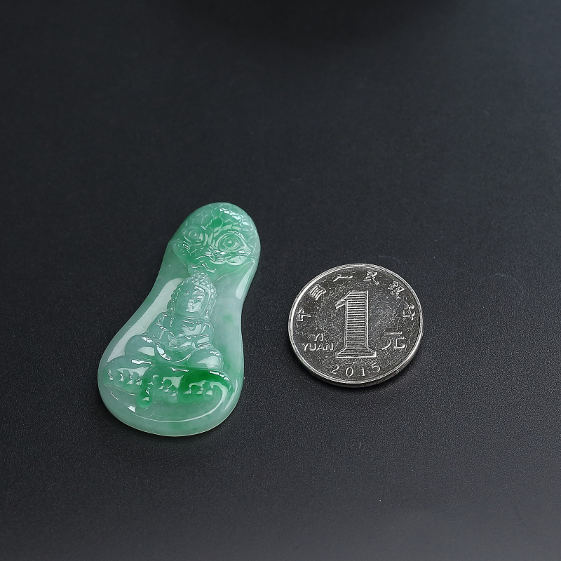 糯种飘绿翡翠佛吊坠-红掌柜