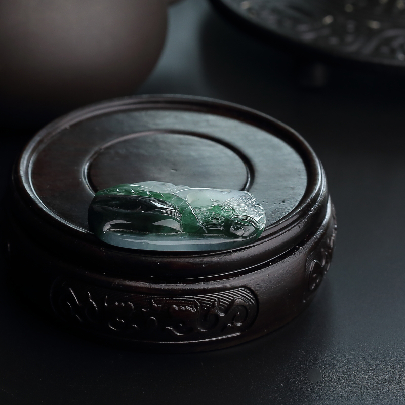 缅甸天然冰糯种翡翠美女吊坠-红掌柜