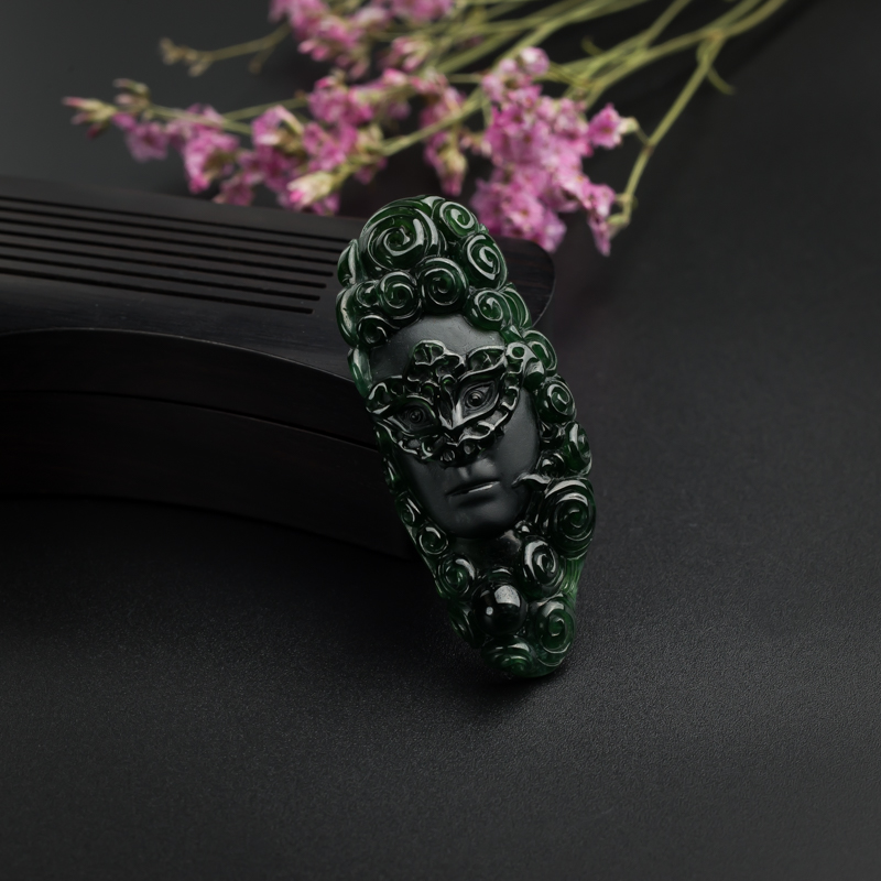 天然糯种墨翠公爵吊坠-红掌柜