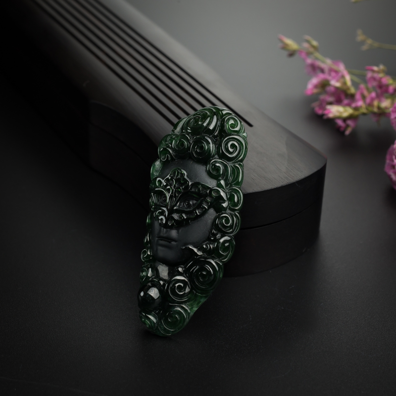 缅甸糯种墨翠公爵吊坠-红掌柜