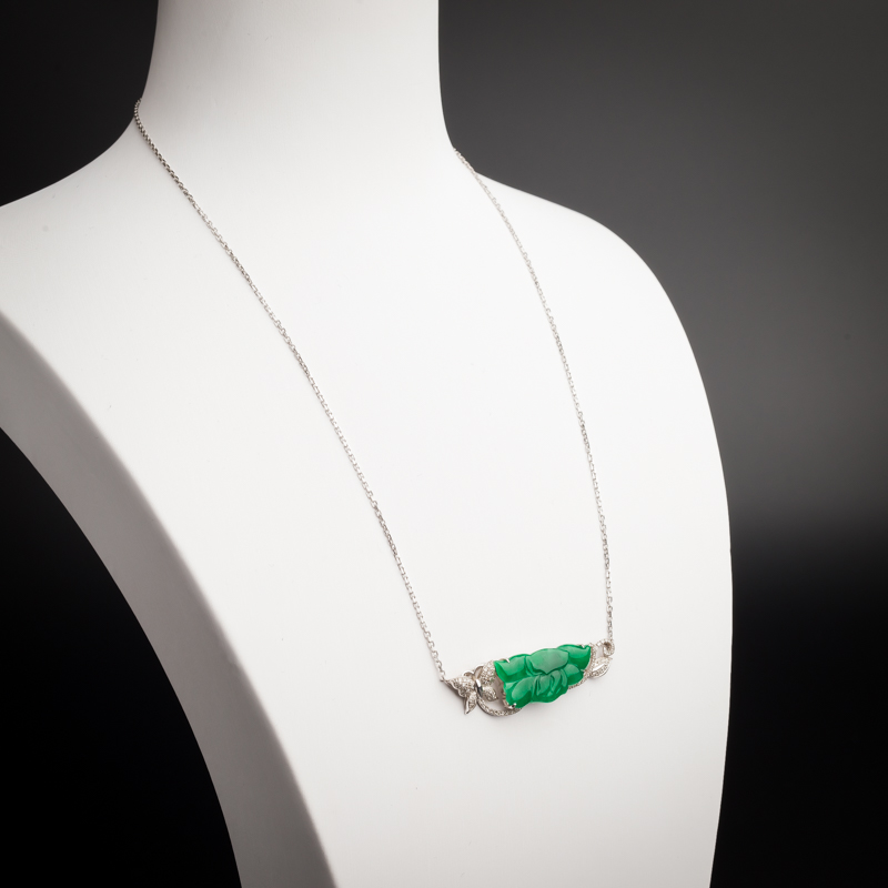 缅甸糯种阳绿翡翠吊坠-红掌柜