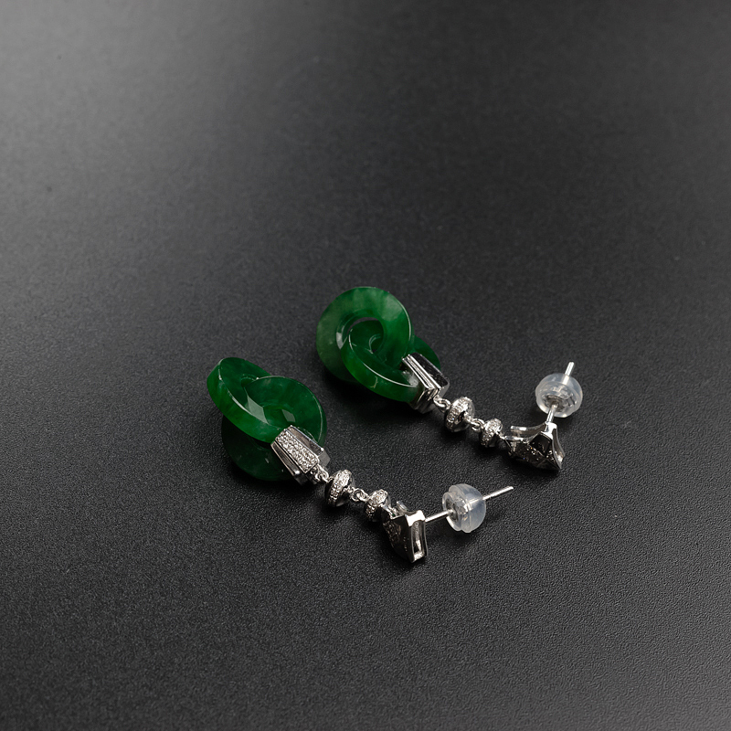 天然冰糯种翡翠耳坠-红掌柜