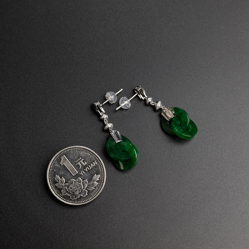 缅甸翡翠耳坠-红掌柜