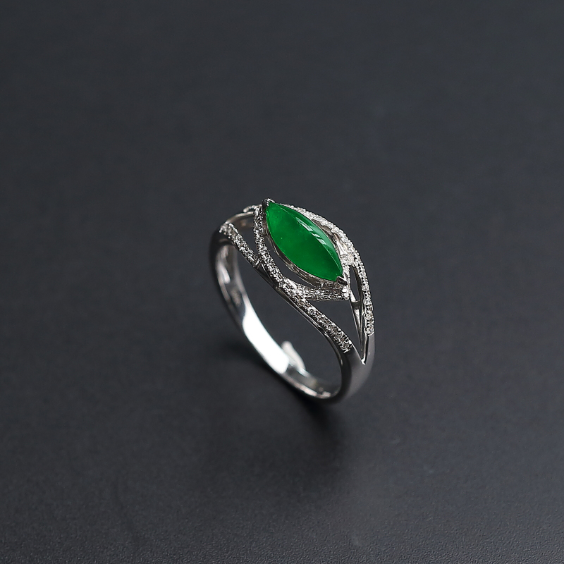 缅甸冰糯种翡翠戒指 - 红掌柜