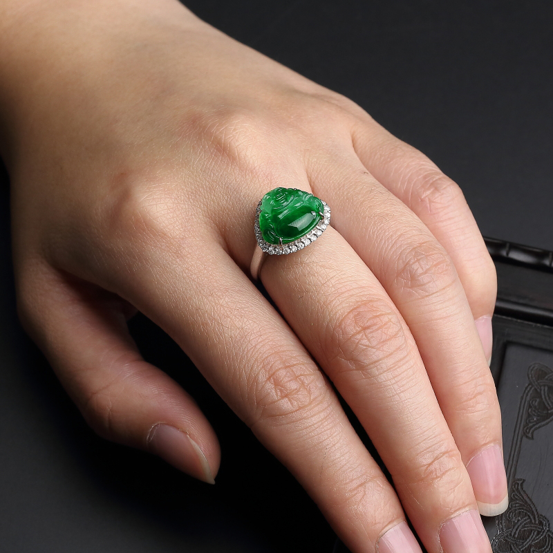 天然冰糯种佛戒指 - 红掌柜