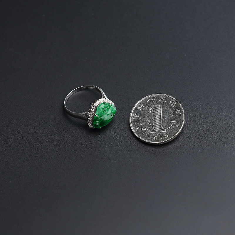 天然冰糯种阳绿戒指 - 红掌柜