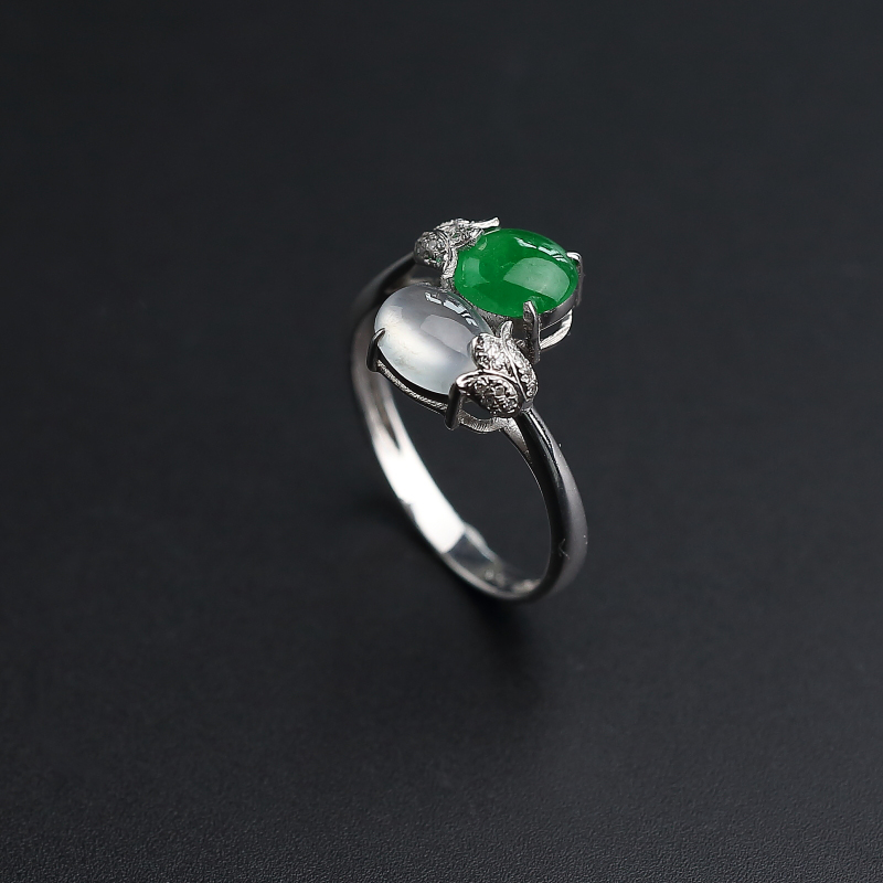 18K镶冰糯种翡翠戒指 - 红掌柜