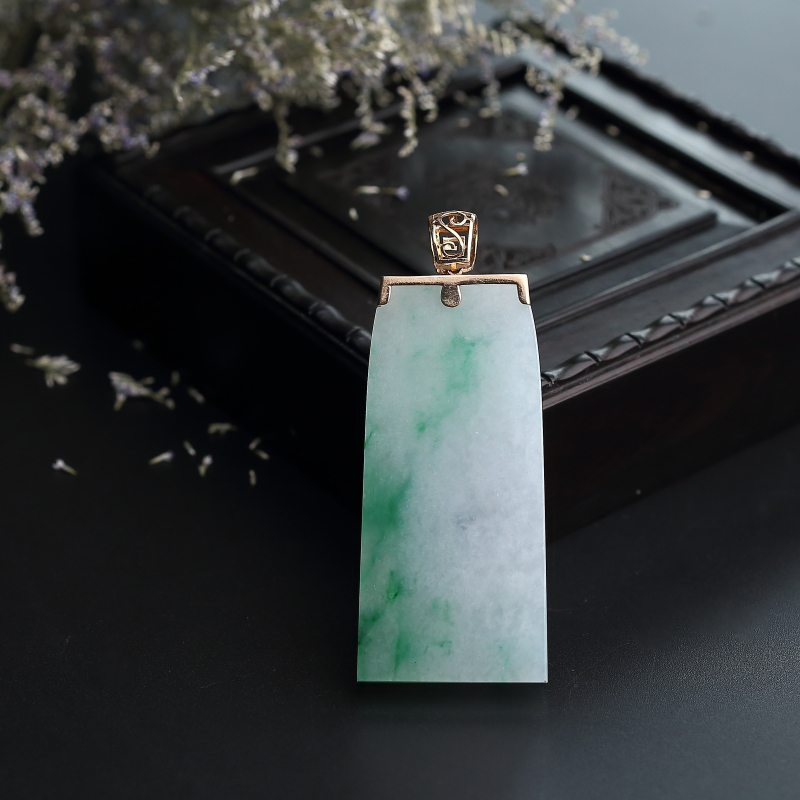 缅甸糯种飘绿翡翠无事牌吊坠 - 红掌柜
