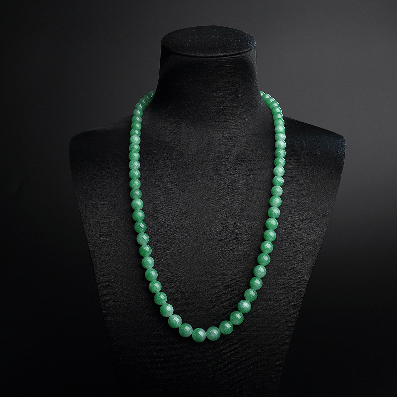 缅甸A货天然糯种苹果绿翡翠项链 - 红掌柜