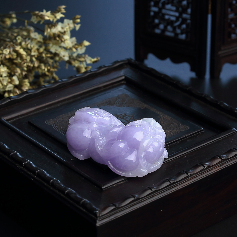 糯种紫罗兰翡翠貔貅吊坠 - 红掌柜