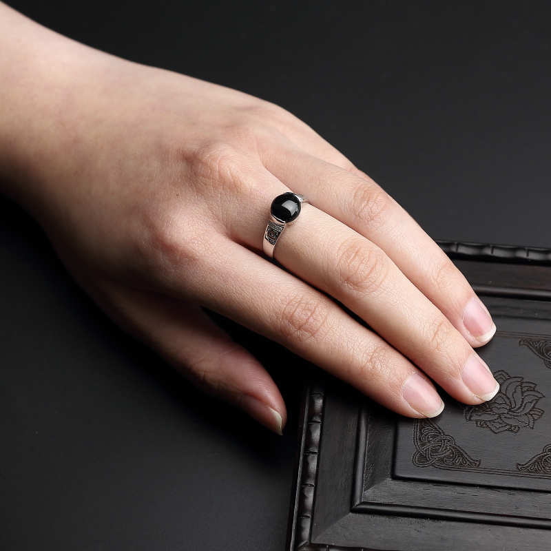 缅甸A货天然墨翠戒指 - 红掌柜