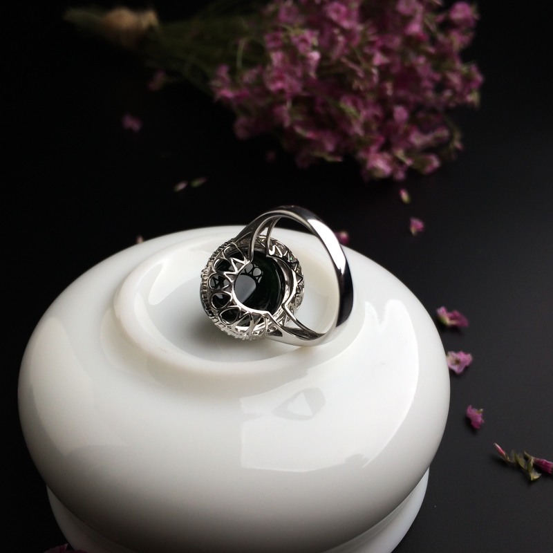 糯种墨翠戒指 - 红掌柜