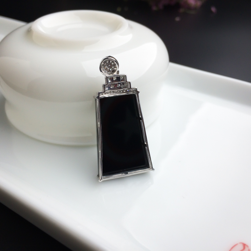 糯种墨翠吊坠 - 红掌柜