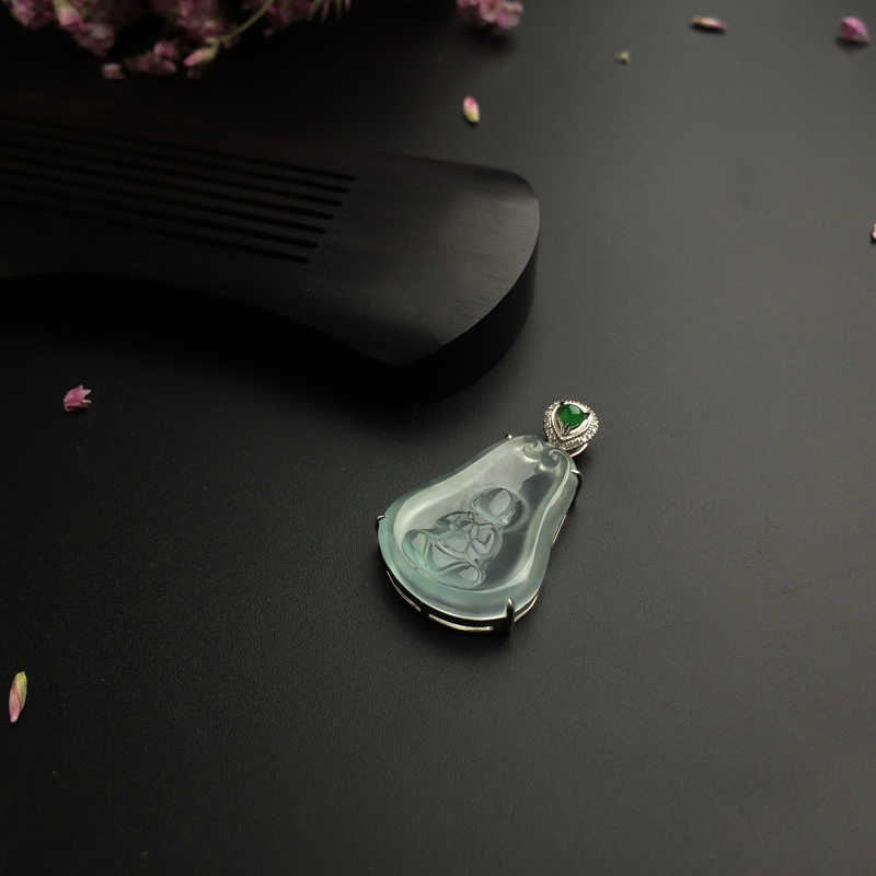 缅甸冰种晴水翡翠佛吊坠 - 红掌柜
