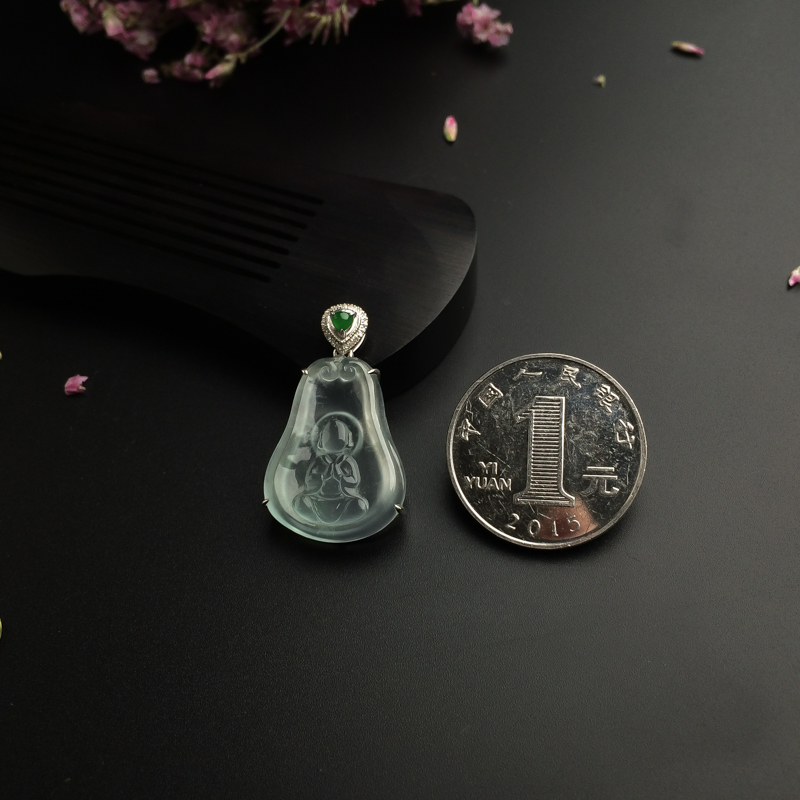 天然冰种晴水翡翠佛吊坠 - 红掌柜