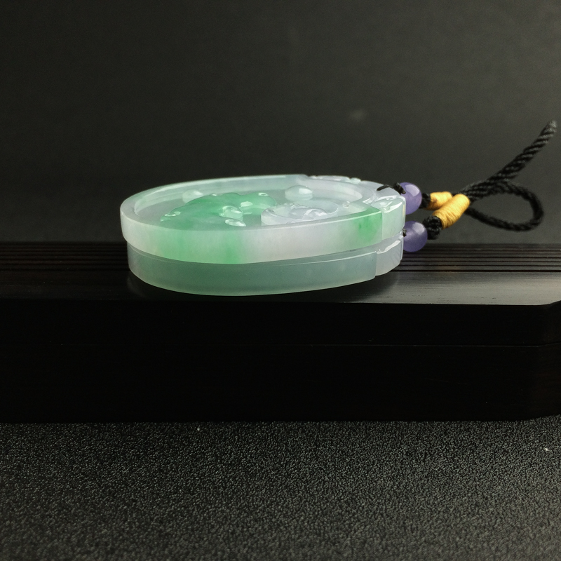 缅甸糯种飘绿翡翠古龙凤吊坠 - 红掌柜