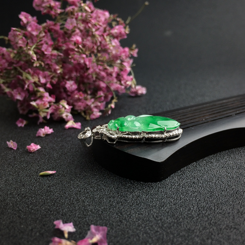 冰糯种翡翠金鱼吊坠 - 红掌柜