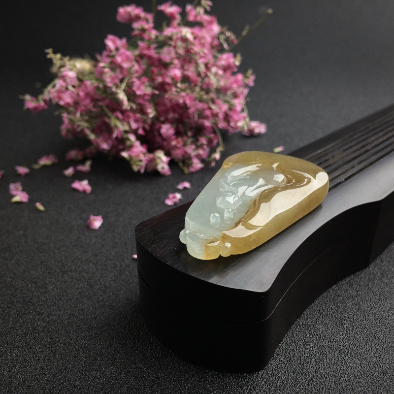 缅甸天然黄翡坐禅吊坠-红掌柜