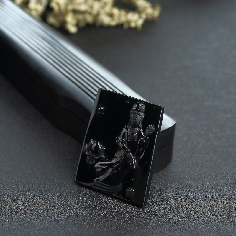 冰糯种墨翠吊坠-红掌柜