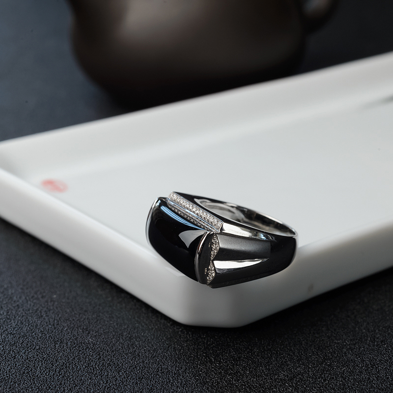 缅甸天然冰糯种墨翠戒指-红掌柜