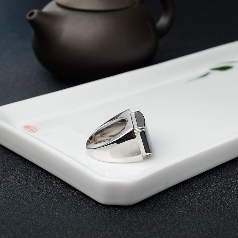 18K金镶钻缅甸天然墨翠戒指-红掌柜