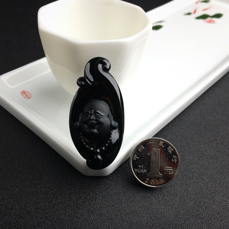 冰糯种墨翠吊坠-红掌柜