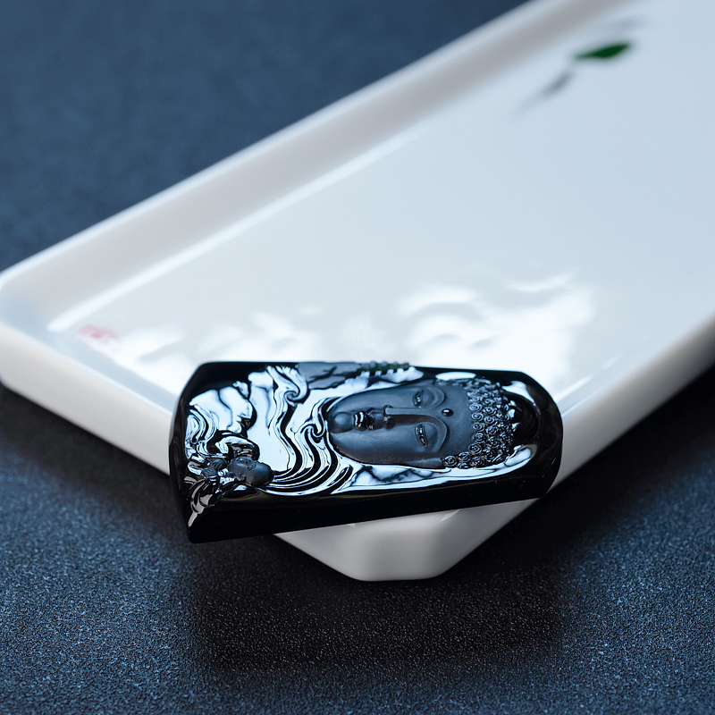 缅甸冰糯种墨翠佛吊坠-红掌柜