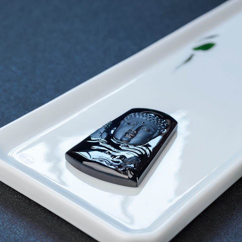 缅甸天然冰糯种墨翠吊坠-红掌柜