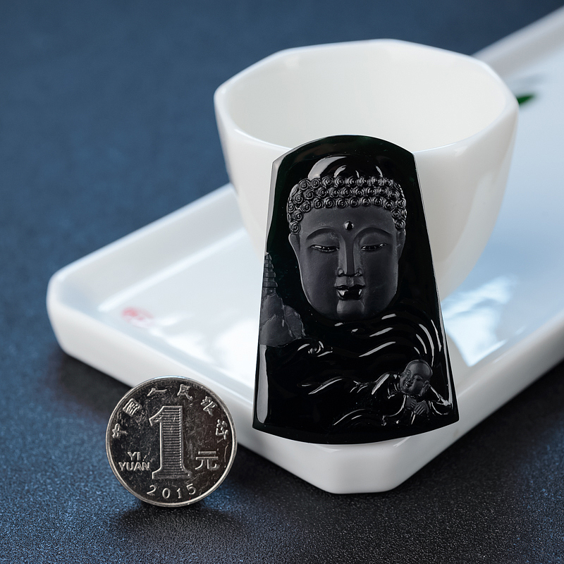 冰糯种墨翠吊坠-红掌柜