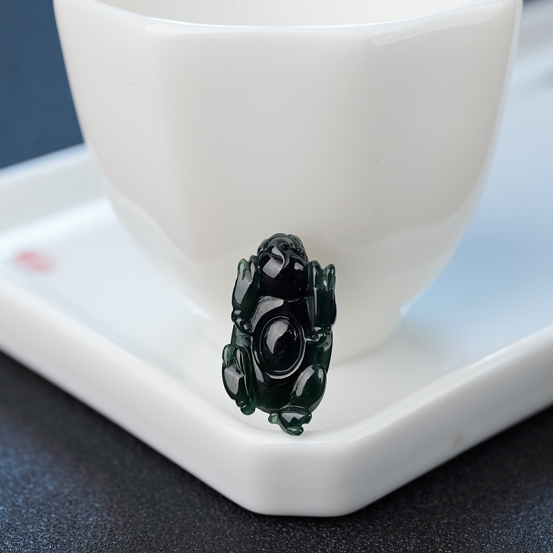 缅甸天然冰糯种墨翠吊坠-红掌柜