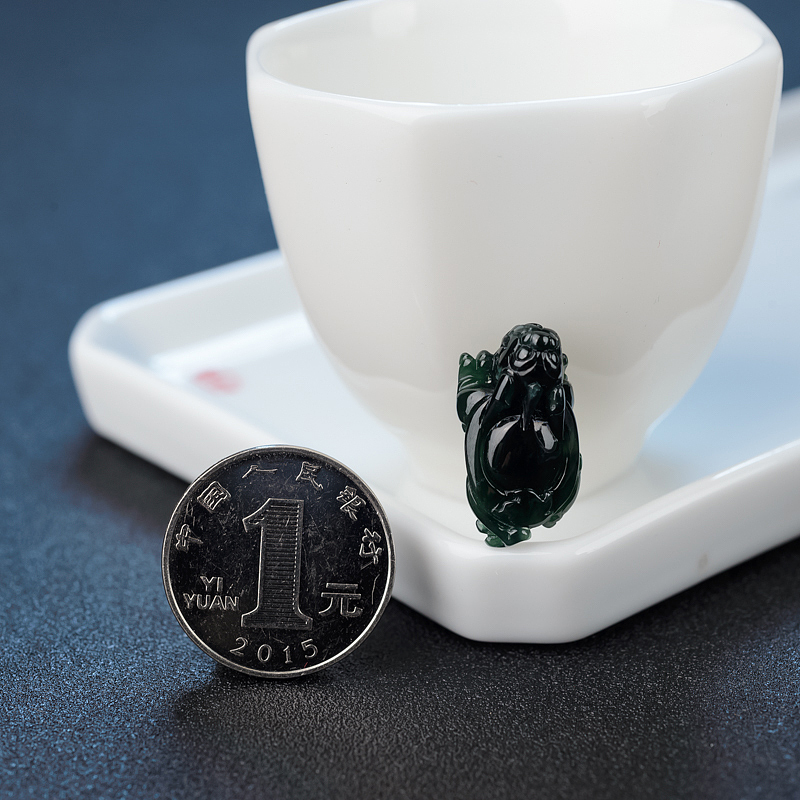 冰糯种墨翠貔貅吊坠-红掌柜