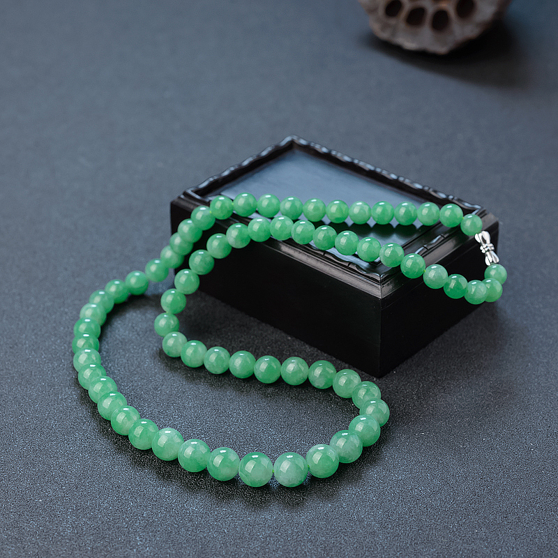 缅甸A货天然糯种翠绿翡翠塔链 - 红掌柜