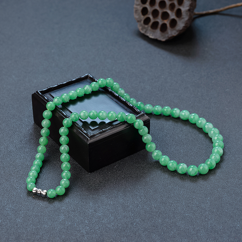 缅甸A货糯种翠绿翡翠塔链 - 红掌柜