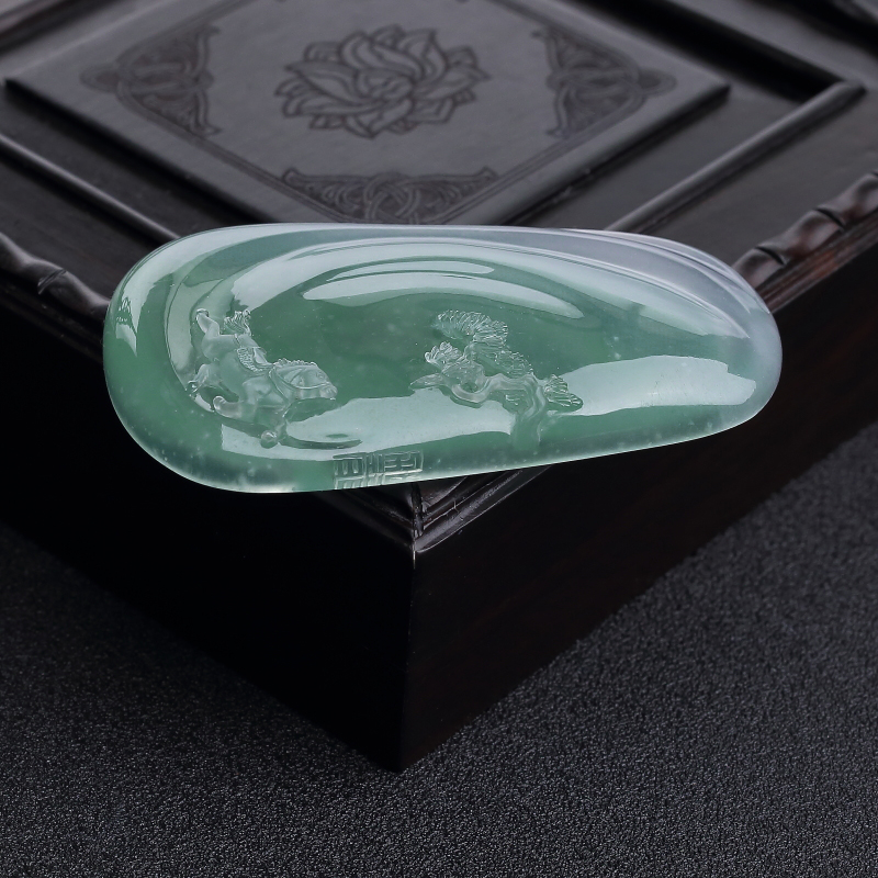 天然糯冰种晴水一马平川吊坠 -红掌柜