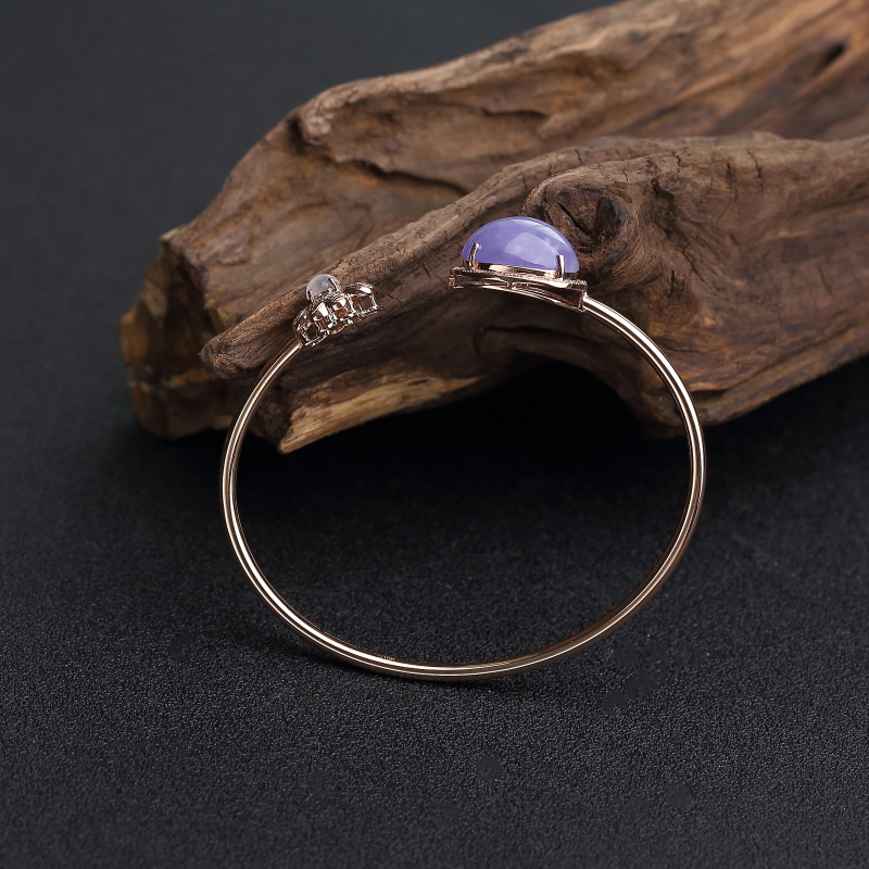 18K金镶钻天然糯种翡翠手镯-红掌柜