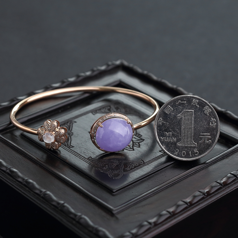 糯种紫罗兰翡翠手镯-红掌柜