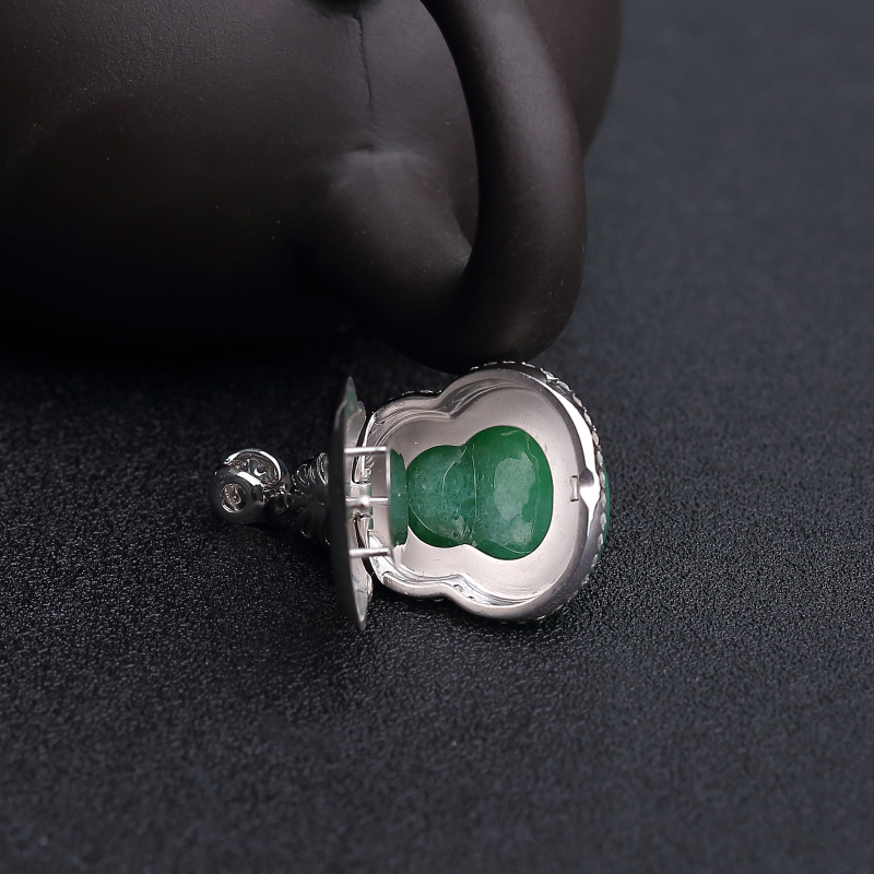 18K金镶钻天然翠色翡翠葫芦吊坠-红掌柜