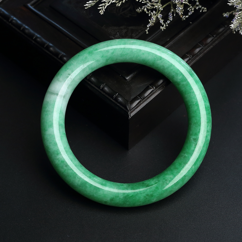 57.5#缅甸天然糯种满绿翡翠手镯-红掌柜
