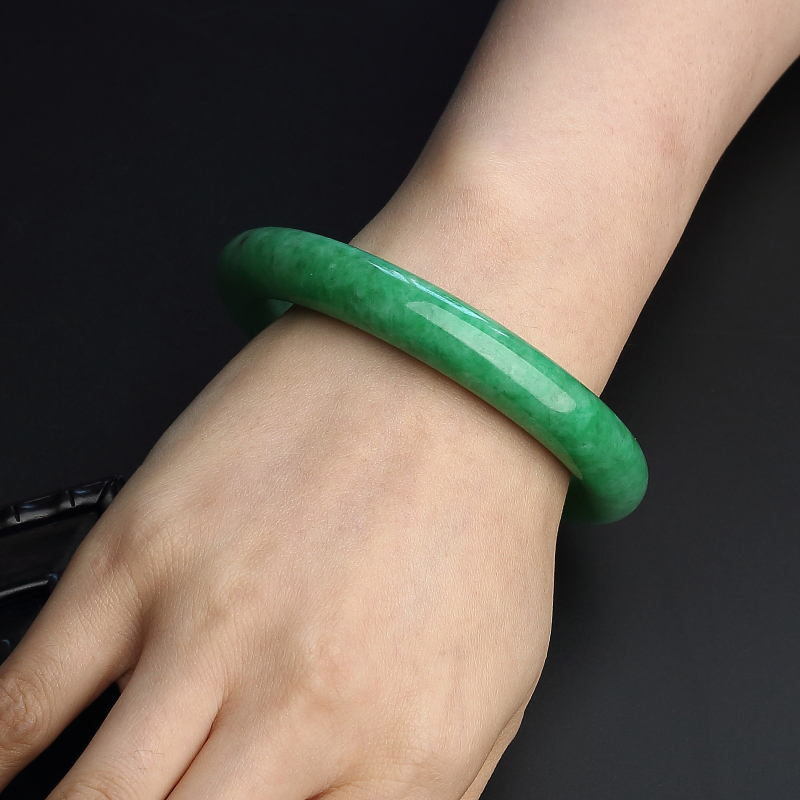 糯种满绿翡翠手镯-红掌柜