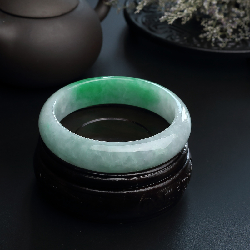 糯种翡翠手镯-红掌柜