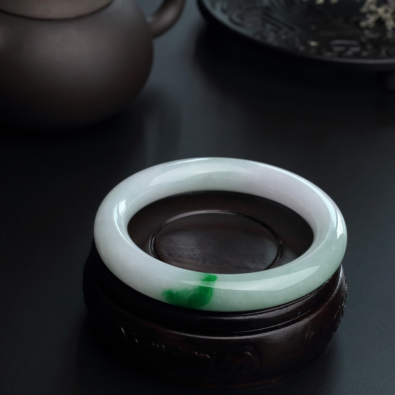 A货天然糯种飘绿翡翠手镯 - 红掌柜